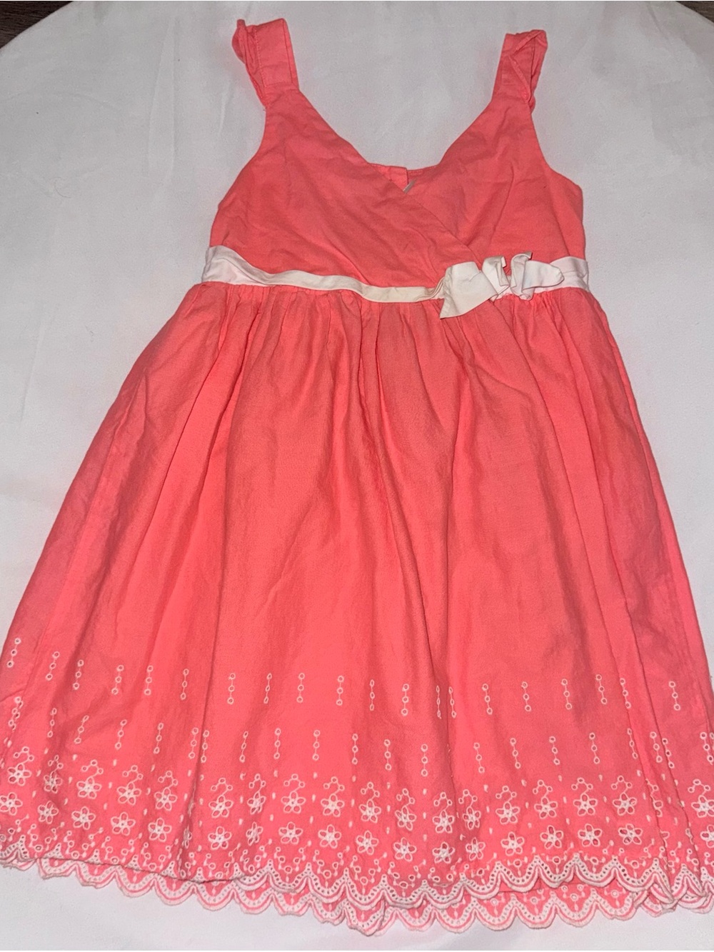 Janie and Jack Coral Sundress with White Bow Trim